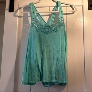 SO (Kohls) aqua green crochet tank top